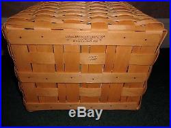 Longaberger 2001 Large Oval Waste Basket Set with WoodCrafts Lid Sage