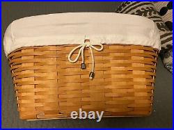 Longaberger 2001 Oval Laundry Basket Set Vintage Ticking