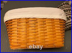 Longaberger 2001 Oval Laundry Basket Set Vintage Ticking