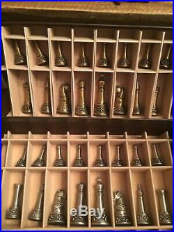 Longaberger 2001 Pewter Brass CHESS Set Fathers Day EXC