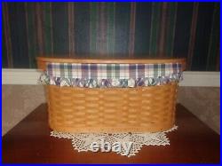 Longaberger 2001 Small Work Load Basket Set with Lid Woven Traditions Plaid