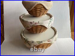 Longaberger 2002, 3 Serving Solutions Nesting Basket Bowl Set 11, 9 + 7 Sets