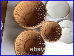 Longaberger 2002, 3 Serving Solutions Nesting Basket Bowl Set 11, 9 + 7 Sets