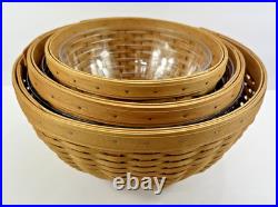 Longaberger 2002 Bowl Basket Set Of 3 Bowls 13 11 9 Serving Bowls with Lids