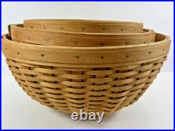 Longaberger 2002 Bowl Basket Set Of 3 Bowls 13 11 9 Serving Bowls with Lids