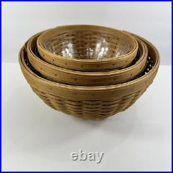 Longaberger 2002 Bowl Basket Set Of 3 Bowls 13 11 9 Serving Bowls with Lids