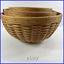 Longaberger 2002 Bowl Basket Set Of 3 Bowls 13 11 9 Serving Bowls with Lids