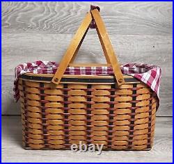 Longaberger 2002 Hostess All American Block Party Patriotic Basket Protect/Liner