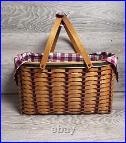 Longaberger 2002 Hostess All American Block Party Patriotic Basket Protect/Liner