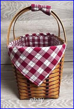 Longaberger 2002 Hostess All American Block Party Patriotic Basket Protect/Liner