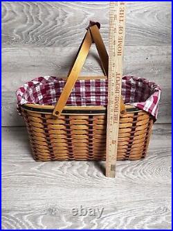 Longaberger 2002 Hostess All American Block Party Patriotic Basket Protect/Liner