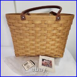 Longaberger 2002 Large Warm Brown Boardwalk Basket SUMMER TAILGATE TOTE PICNIC Longaberger 2002 Large Warm Brown Boardwalk Basket SUMMER TAILGATE TOTE PICNIC