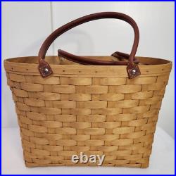 Longaberger 2002 Large Warm Brown Boardwalk Basket SUMMER TAILGATE TOTE PICNIC Longaberger 2002 Large Warm Brown Boardwalk Basket SUMMER TAILGATE TOTE PICNIC