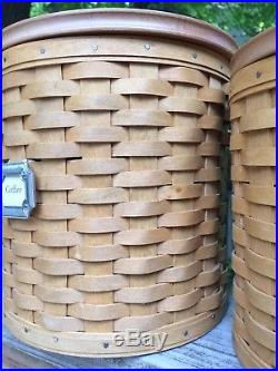 Longaberger 2003 Canister Basket Set of 3 with Lids and Liners