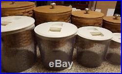 Longaberger 2003 Canister Basket Set of 4 with Lids, Tie-ons, & Protectors