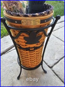 Longaberger 2003 JW Miniature Collection Umbrella Basket & 2 Umbrellas