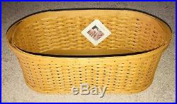 Longaberger 2003 Warm Brown Large Workload Basket NEW Liner Protector & Lid Set
