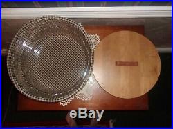 Longaberger 2004 Hat Box Basket Set with Lid Warm Brown Stain Khaki Check