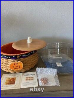 Longaberger 2004 Hostess Happy Halloween Basket Set with Lid & Ghost Knob