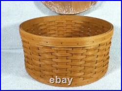 Longaberger 2004 Hostess Hat Box Basket / Wood Lid / Stackable Protector /Liner