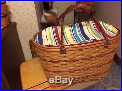 Longaberger 2004 Large Boardwalk Basket Set, Sunny Day Stripe Liner