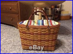 Longaberger 2004 Large Boardwalk Basket Set, Sunny Day Stripe Liner