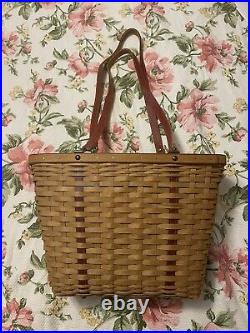Longaberger 2004 Mother's Day Weekend Tote Heirloom Floral Liner Basket Set Red