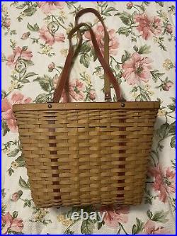 Longaberger 2004 Mother's Day Weekend Tote Heirloom Floral Liner Basket Set Red