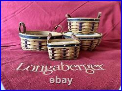 Longaberger 2004 Proudly American Bskt Set Darning, Button, Salt/pepper & Bowl