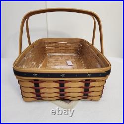 Longaberger 2004 Proudly American Medium Gathering Basket+Protector AMERICANA US