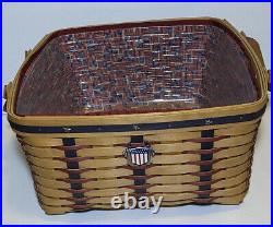 Longaberger 2004 Proudly American Small Wash Day Basket Set Old Glory EUC