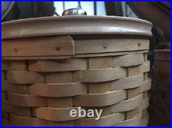 Longaberger 2004 basket 3 canister set With Plastic Inserts And Lids