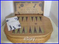Longaberger 2005 ALL IN ONE GAME Basket Set Chess Checkers Backgammon