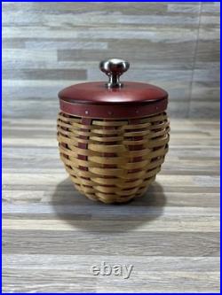 Longaberger 2005 Basket Red Wood Lid Canister + plastic lidded insert Longaberger 2005 Basket Red Wood Lid Canister + plastic lidded insert