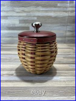 Longaberger 2005 Basket Red Wood Lid Canister + plastic lidded insert Longaberger 2005 Basket Red Wood Lid Canister + plastic lidded insert