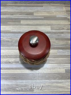 Longaberger 2005 Basket Red Wood Lid Canister + plastic lidded insert Longaberger 2005 Basket Red Wood Lid Canister + plastic lidded insert