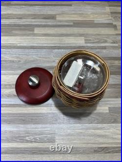 Longaberger 2005 Basket Red Wood Lid Canister + plastic lidded insert Longaberger 2005 Basket Red Wood Lid Canister + plastic lidded insert