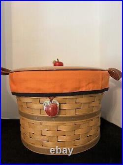 Longaberger 2005 Medium Bushel Basket Set with Lid Orange Liner