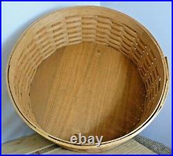 Longaberger 2005 Round Hat Box Basket + 2 Plastic Organizer Trays & Wood Lid