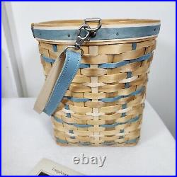 Longaberger 2006 Coastal Tote Basket+Protector+Aqua Leather Strap BEACH VACATION Longaberger 2006 Coastal Tote Basket+Protector+Aqua Leather Strap BEACH VACATION