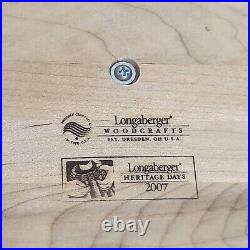 Longaberger 2007 ACT Heritage Days Basket+Protector+Liner+Lid+Copper Tie On NOS