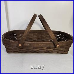 Longaberger 2007 Deep Brown Med. Oval Gathering Basket NIB TAILGATE FARM MARKET