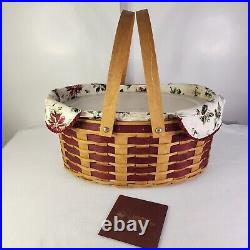 Longaberger 2007 Holiday Hostess Red GOODIES Basket+Protector+Liner+Card 21st Ed