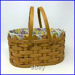 Longaberger 2007 Large Easter Basket Set with Fabric Liner and Plastic Protector