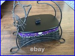 Longaberger 2009 Black Cat Basket Set With Wrought Iron Stand, Lid, Liner, Prot