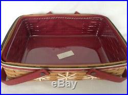 Longaberger 2009 HH Holiday Hostess Large Snowflake Cookie Basket Set with2 Liners