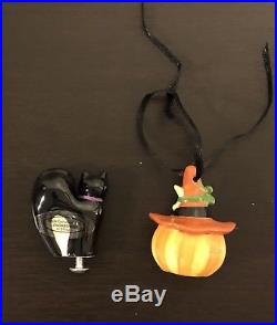 Longaberger 2009 Halloween Basket Set w Lid Black with Cat Wrought Iron Stand