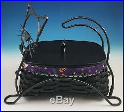 Longaberger 2009 Halloween Black Cat Basket Set Wrought Iron Frame Liner Insert