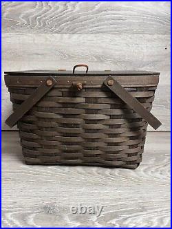 Longaberger 2009 Rich Brown Large Picnic Basket WithRiser & Clear Protector READ