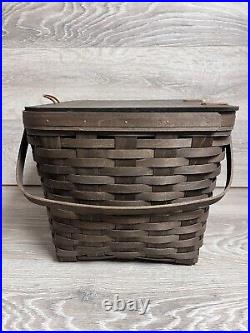 Longaberger 2009 Rich Brown Large Picnic Basket WithRiser & Clear Protector READ
